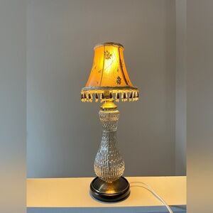 Vintage vibe Crystal Table Lamp with Yellow Fabric Shade
